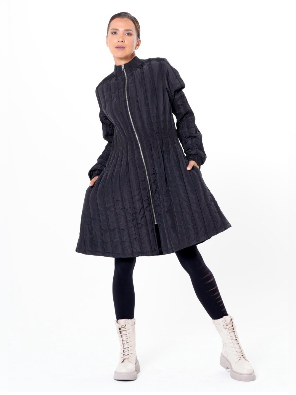 METAMORPHOZA Sz XL (estimated ) Gothic Quilted Zip-Front Coat NEW WITH TAG
